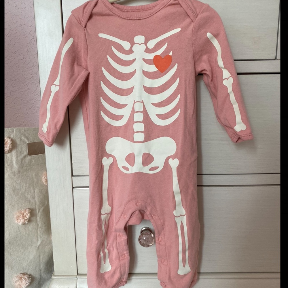 Old Navy Pink Skeleton Glow In The Dark Bodysuit